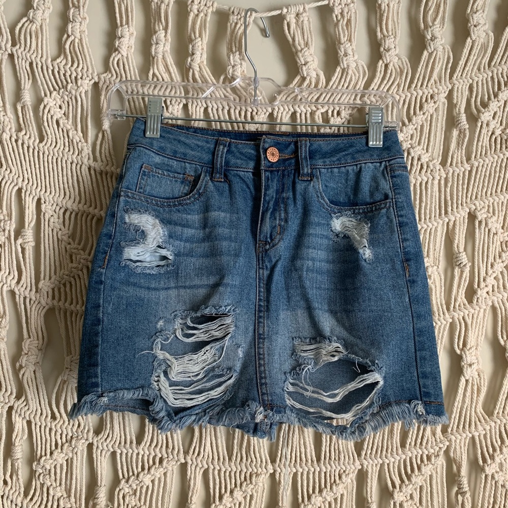 Charlotte Russe distressed denim skirt